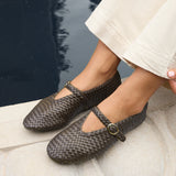 Debut Brown Handwoven Ballet Flats