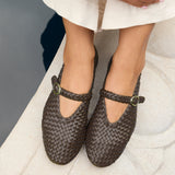 Debut Brown Handwoven Ballet Flats