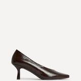 Delaney Brown Faux Leather Square Toe Court Heels