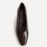 Delaney Brown Faux Leather Square Toe Court Heels