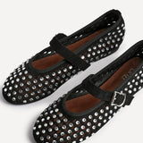 Delicate Black Suede Ballet Pumps