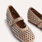 Delicate Nude Suede Ballet Pumps