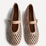 Delicate Nude Suede Ballet Pumps