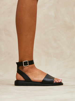 Denia Wide Fit Black Sandals