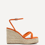 Desta Orange Faux Suede Strappy Rope Wedges