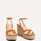 Desta Orange Faux Suede Strappy Rope Wedges