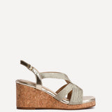 Destined Gold Woven Design Cork Wedges