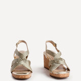 Destined Gold Woven Design Cork Wedges