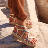 Dezi Gold Strappy Flatform Sandals