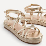 Dezi Gold Strappy Flatform Sandals
