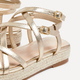 Dezi Gold Strappy Flatform Sandals