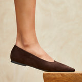 Direct Brown Pointed Toe Ballet Flats
