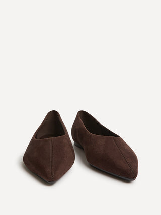 Direct Brown Pointed Toe Ballet Flats