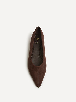 Direct Brown Pointed Toe Ballet Flats