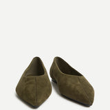 Direct Khaki Pointed Toe Ballet Flats
