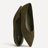 Direct Khaki Pointed Toe Ballet Flats