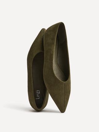 Direct Khaki Pointed Toe Ballet Flats