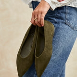 Direct Khaki Pointed Toe Ballet Flats