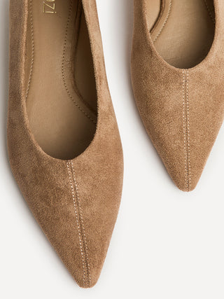 Direct Taupe Pointed Toe Ballet Flats