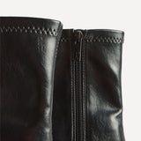 District Black Faux Leather Ankle Boots
