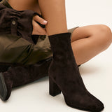 District Brown Faux Suede Ankle Boots