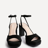 Diva Black Faux Suede Platform Heels