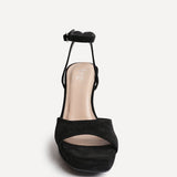 Diva Black Faux Suede Platform Heels