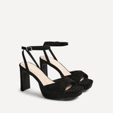 Diva Black Faux Suede Platform Heels