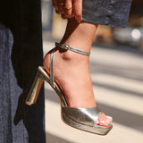 Diva Gold Faux Leather Platform Heels