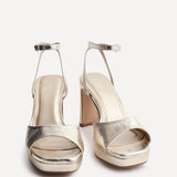 Diva Gold Faux Leather Platform Heels