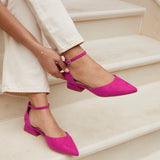 Dolly Wide Fit Fuchsia Faux Suede Low Court Heels