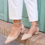 Dolly Wide Fit Nude Faux Suede Low Court Heels