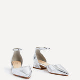 Dolly Wide Fit Silver Faux Leather Low Court Heels