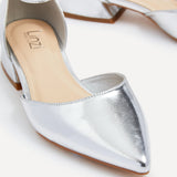 Dolly Wide Fit Silver Faux Leather Low Court Heels