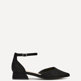 Dolly Wide Fit Black Faux Suede Low Court Heels