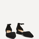 Dolly Wide Fit Black Faux Suede Low Court Heels