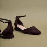 Dolly Wide Fit Brown Faux Suede Low Court Heels