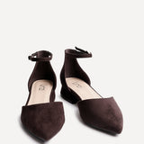 Dolly Wide Fit Brown Faux Suede Low Court Heels