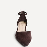 Dolly Wide Fit Brown Faux Suede Low Court Heels