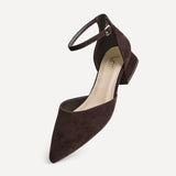 Dolly Wide Fit Brown Faux Suede Low Court Heels