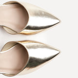 Dolly Wide Fit Gold Faux Leather Low Court Heels