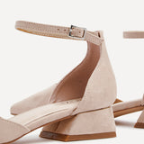 Dolly Wide Fit Nude Faux Suede Low Court Heels