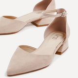 Dolly Wide Fit Nude Faux Suede Low Court Heels