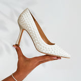 Dreaming Bridal Ivory Hot Fix Pearl Court Heels