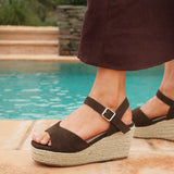 Duchess Wide Fit Brown Wedge Sandals