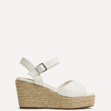 Duchess Wide Fit White Wedge Sandals