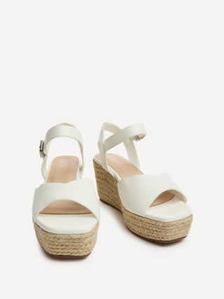 Duchess Wide Fit White Wedge Sandals