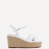 Desert Wide Fit White Faux Leather Wedges