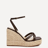 Desta Brown Nubuck Strappy Rope Wedges