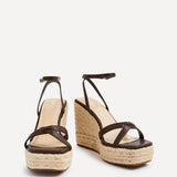 Desta Brown Nubuck Strappy Rope Wedges
